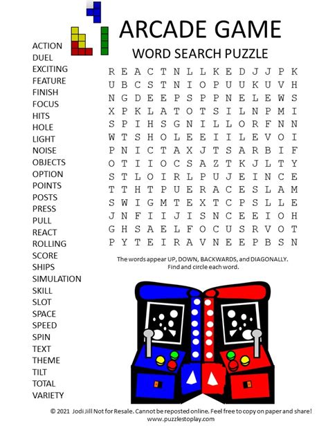 Arcade Game Word Search Puzzle Puzzles To Play