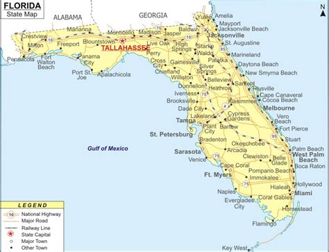 Map Of Florida Fl Map Showing The State Capital State Boundary