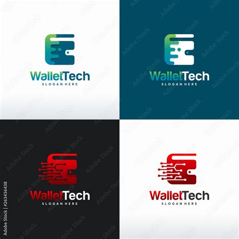 Set Of Wallet Tech Logo Designs Concept Vector Digital Wallet Logo