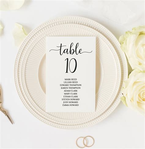 Elegant Wedding Table Numbers Printable Template Table Etsy