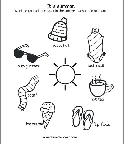 Summer Seasons Worksheets For Kindergarten Kidsworksheetfun