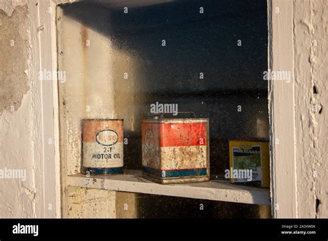 Old Worn Gas Station Window Stock Photo Alamy