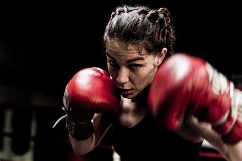 Rod Mclean Photographyfemale Boxer Boxing With Red Gloves By Sports