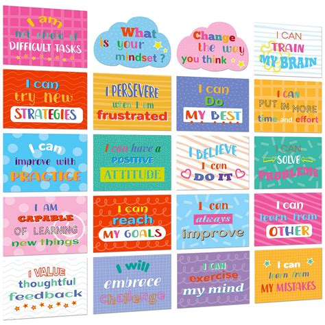 Buy Growth Mindset Posters Bulletin Board Decorations 20 Pcs Positive
