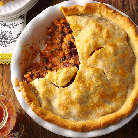In blender or food processor, blend beans and milk, butter eggs, sugar, nutmeg, cinnamon, vanilla and flour until smooth. Spicy Bean and Beef Pie Recipe | Taste of Home