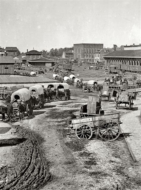 Atlanta 1864 Federal Army Wagons At Railroad Depot