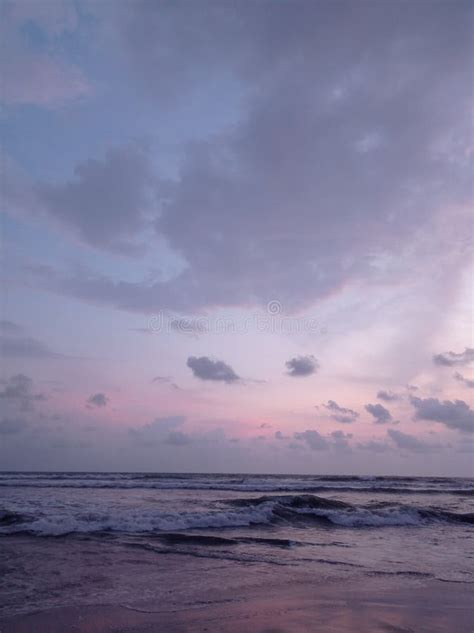 View Of The Pink Sky And Sunset From The Beach Stock Photo Image Of