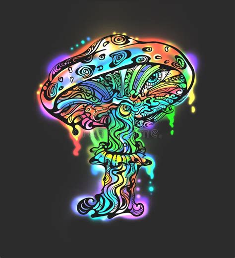 Magic Mushrooms Psychedelic Painting Stock Illustration Illustration