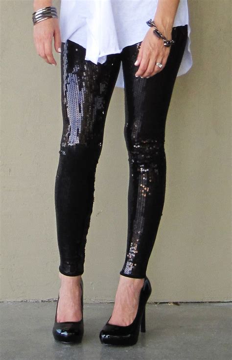 Sequins Sparkle Leggings How To Wear Black Sequin Leggings