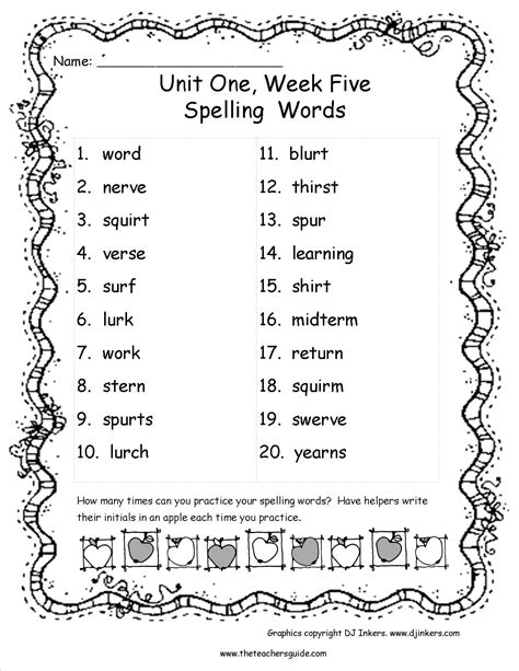 Spelling Worksheets Printable