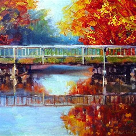 Oil Painting Park Bridge Autumn Impressionism Openart