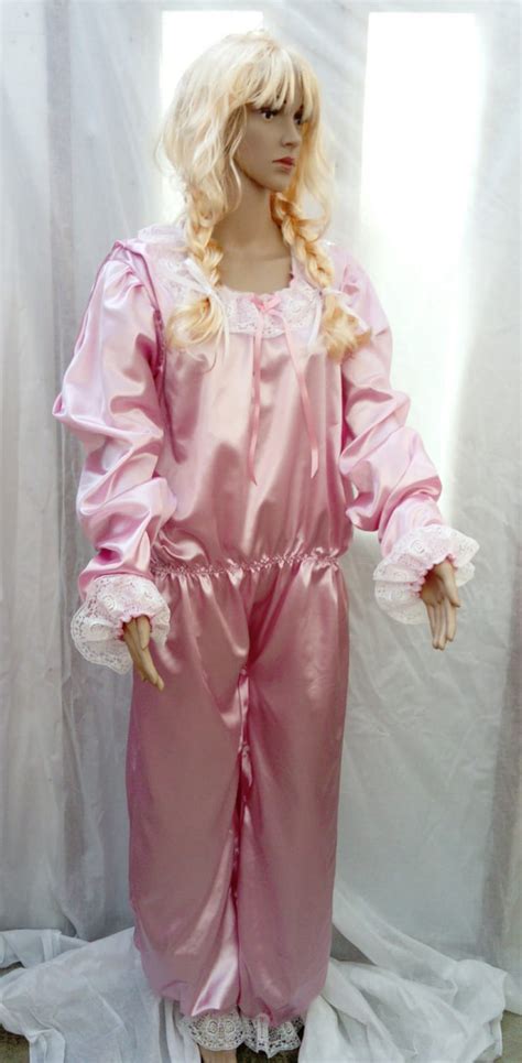 All Sizes 60 Gbp Adult Baby Sissy Full Length Satin Lacey Etsy