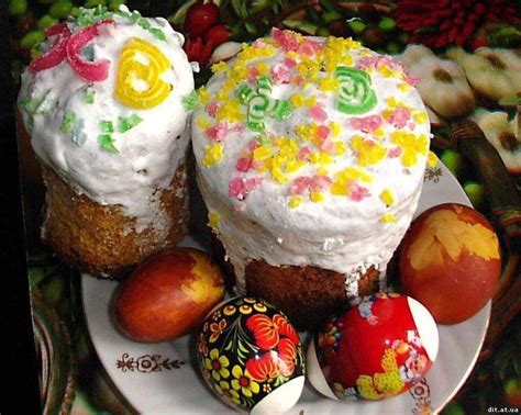 Russian Orthodox Easter Bread Kulich And Hand Painted Eggs Easter In Ukraine Orthodox