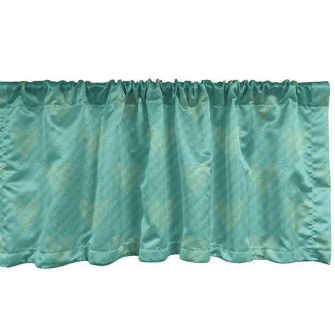 Girlish Window Valance Pack Of 2 Heart Shapes Over Parallel Stripes