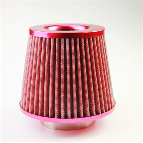 Universal Red Chrome Finish Sports Car Air Filter Induction Kit Mesh