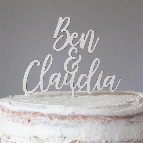 Personalised Minimal Wooden Wedding Cake Topper By Fira Studio