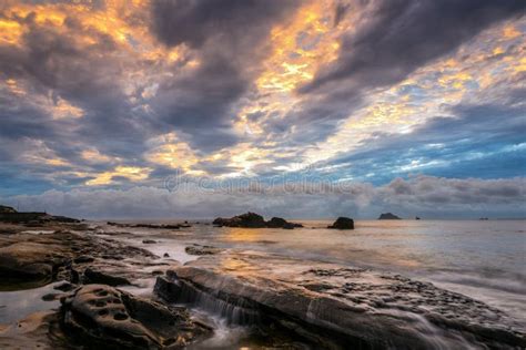 Rocky Seashore Sunrise Stock Image Image Of White Nature 58848791