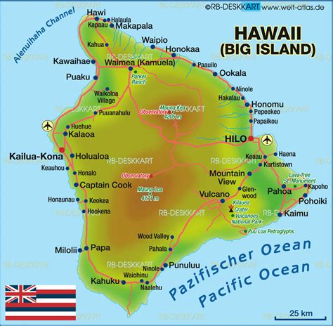 Map Of Hawaii Big Island Island In United States Usa Welt Atlasde