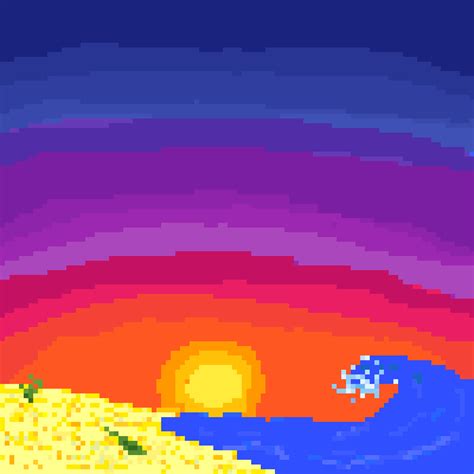 Pixilart Basic Sunset On The Beach First Pixel Art By Slavka