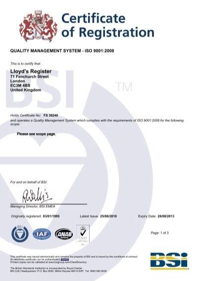 Bs En Iso 90012008 Quality Assurance Pdf Lloyds Register