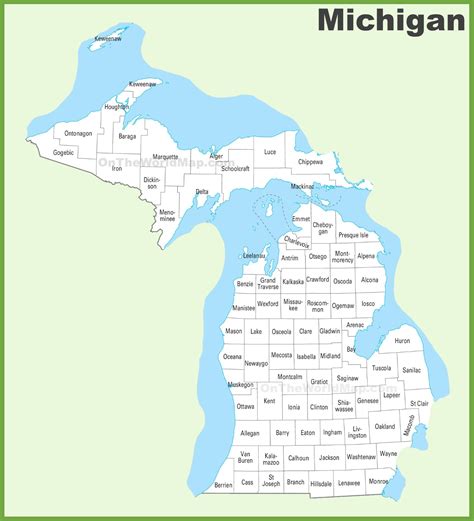 Michigan County Map Printable Web Large Detailed Map Of Michigan With