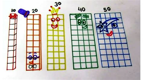 Learn To Draw Numberblocks 102030405060708090 And 100 For Kids