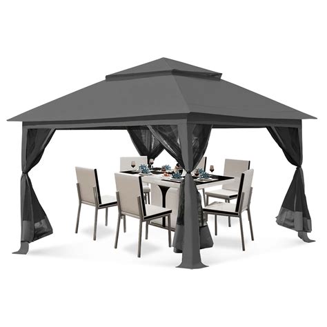 Abccanopy 13 X13 Gazebo Tent Outdoor Pop Up Gazebo Canopy Shelter With Mosquito Netting Gray
