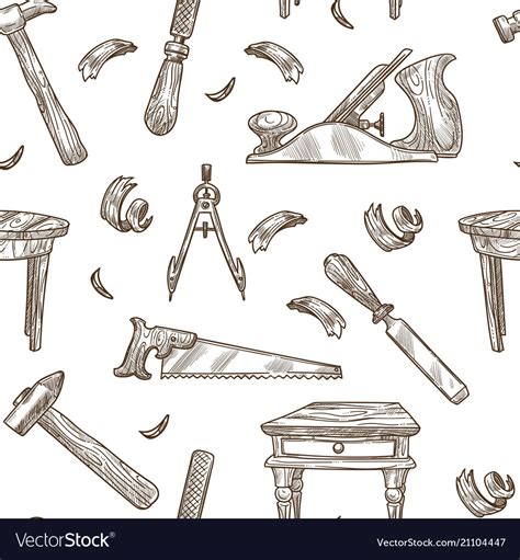 Carpentry Tools Pattern Background Royalty Free Vector Image