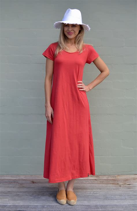 Organic Cotton T Shirt Dress Womens Ruby Red Organic Cotton Short