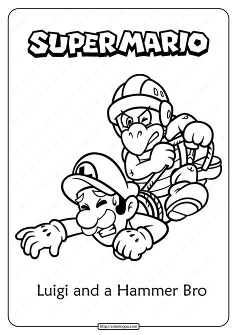 Free Printable Luigi and Hammer Bro Coloring Page | Coloring pages, Super mario coloring pages