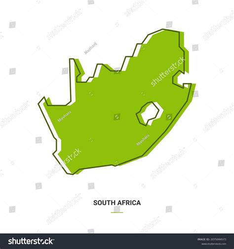 South Africa Outline Map Green Colour Stock Vector Royalty Free