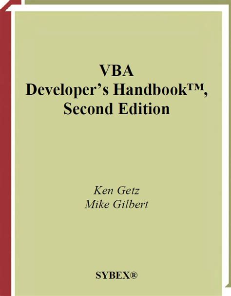 Free Ebook Vba Developers Handbook 2020 By Ken Getz And Mike