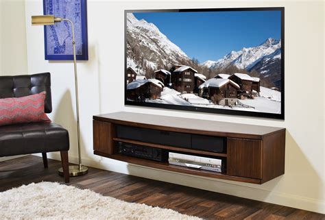 Woodwaves Floating Tv Stand Wall Mount Console Mojave Dark Walnut