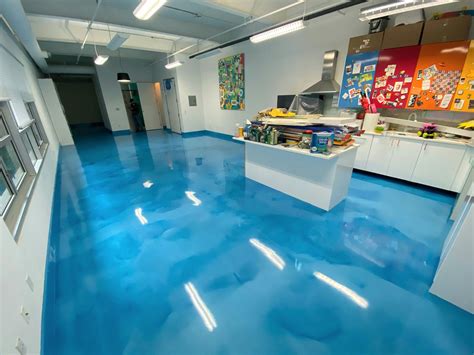 Blue Epoxy Metallic Flooring Epoxy Floor Concrete Stained Floors
