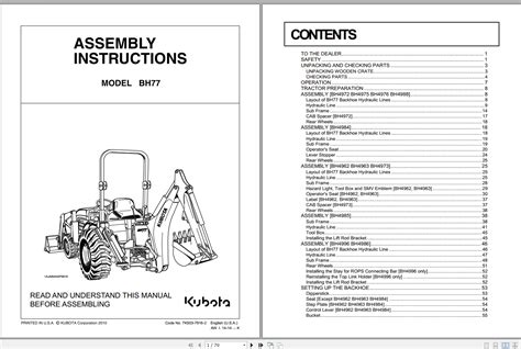 Kubota Bh77 Backhoe Manual