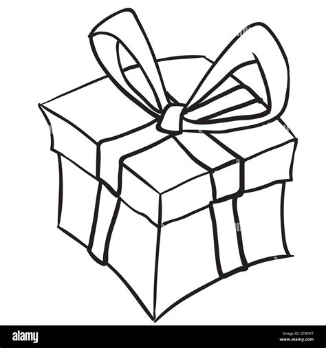 simple black and white gift box cartoon doodle Stock Vector Image & Art