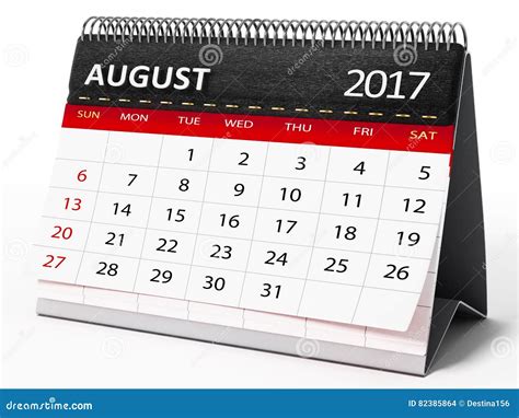 August 2017 Desktop Calendar 3d Illustration Stock Illustration