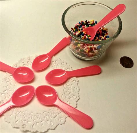 50 Pink Tasting Spoons Ice Cream Spoons Dessert Spoons Pink Etsy