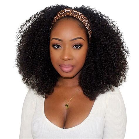 Afro Kinky Curly Headband Wigs 180 Density Glueless Wig West Kiss Hair