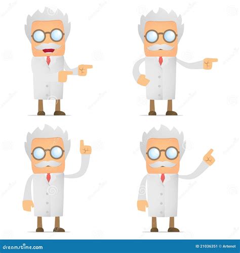 Funny Scientist Shows His Finger To The Side Stock Vector