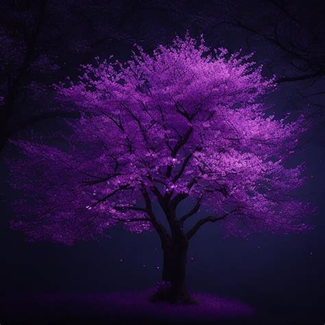 Premium Ai Image Sakura Tree On Dark Background Illustration