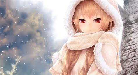 Cute Anime Girl On Snowy Day Free Animated Wallpaper Cute Anime Girl