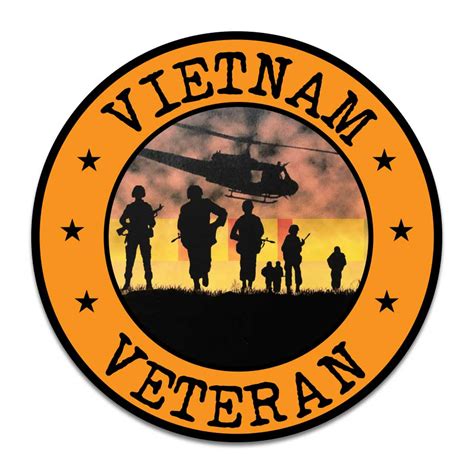 Vietnam Veteran Circle Decal Sticker With Huey And Ribbon Graphics