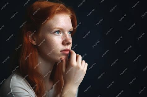 Premium Ai Image A Young Woman Standing With Her Hand On Her Chin