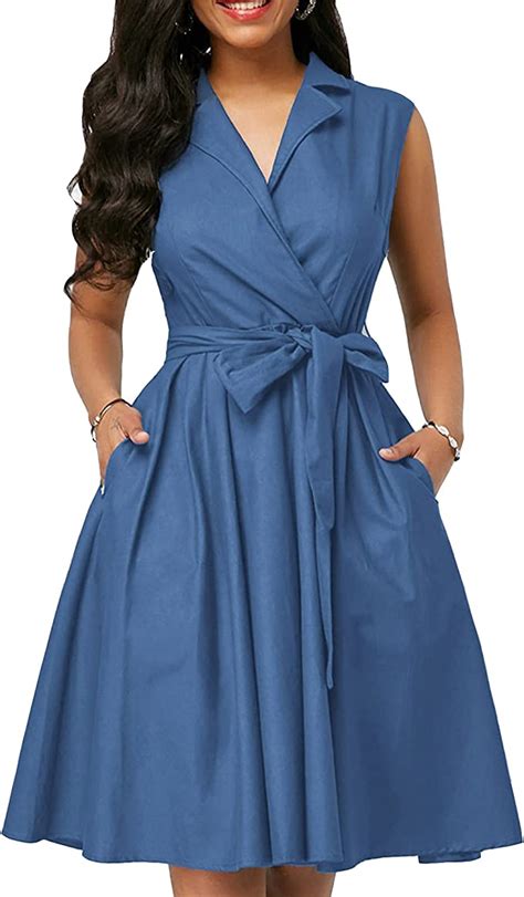 Sands Business Casual Dresses For Women Sleeveless Flare Cocktail Knee Length Lady Dress At Amazon