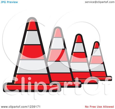 Clipart Of A Row Of Road Construction Traffic Cone Royalty Free