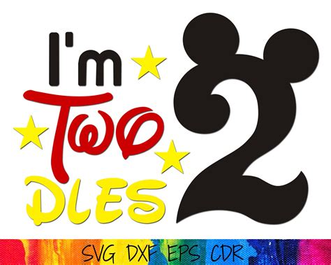 Cut File Im Twodles Second Birthday Number 2 Two Doodles Mouse Oh