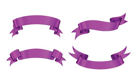 Vector Purple Glossy Ribbon Vector Banners Set Ribbon Label Purple