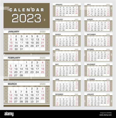 Calendario 2023 Calendario Trimestral Del Muro Con N煤meros De Semana