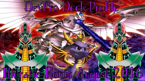 Without even a general card database update, i'm fiddling around with 6+ month old decks, with no update in sight, unless i move on from dev. DevPro Deck Profile - Hieratic Horus August 2016 - YouTube